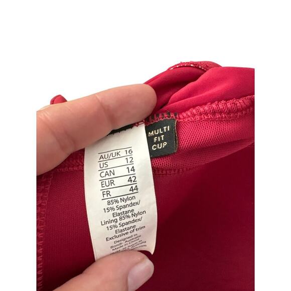 NipTuck Polka Dot Bikini Red Ruched Sz 12 Retro Swim Set (See Flaws) - Picture 2 of 6